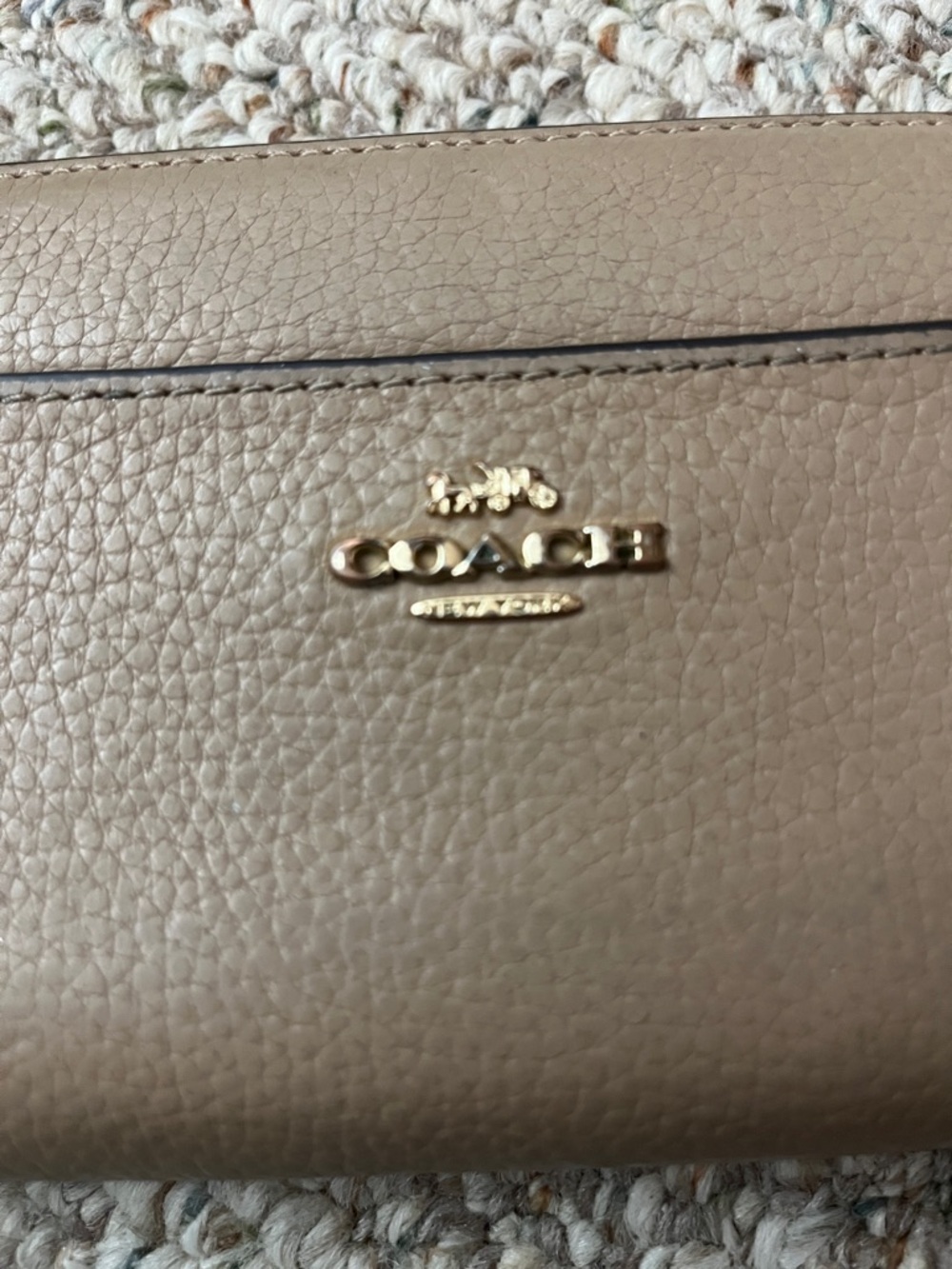 Coach Pebbled Leather Zip Wallet in Taupe with Gold Hardware - Picture 3 of 10